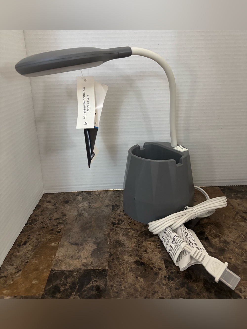 Mainstays LED Desk Lamp & Organizer Gray 4 Watts /240 Lumens #MTSL1038AHG New